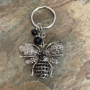 NWT Rustic Queen Bee Crystal 3 Charm Key Chain